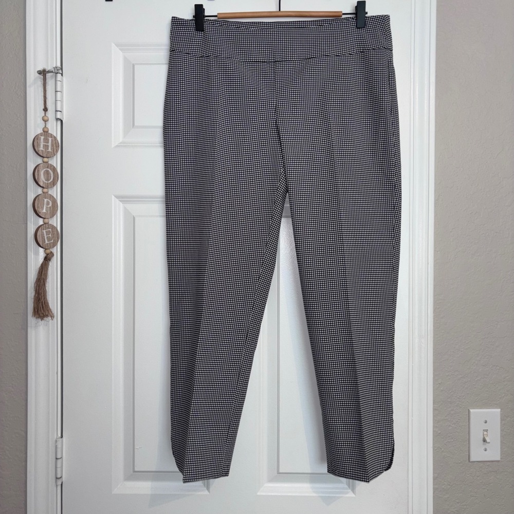 NWOT Up! Preppy Comfy Slim Fit Women's Gingham Slip-On Trouser Ankle Length Sz14
